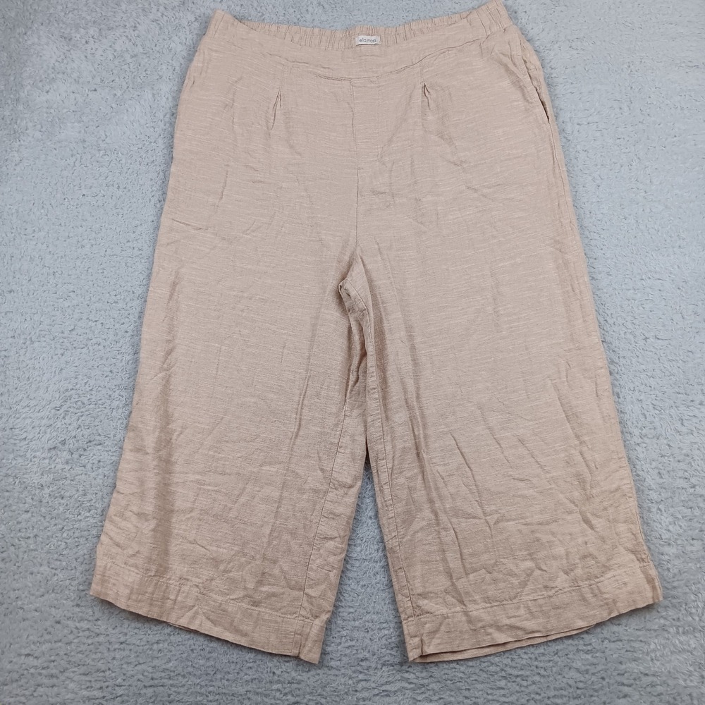 Ella Moss Pant Culotte Woman XXL Tan Linen Blend Wide Leg CJEMW0637-TAN